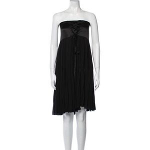NEW Cinq à Sept Strapless 100% Silk Mini Dress, Black, US 8‎